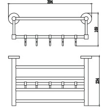 Полка для полотенец 39,4 см (4 крючка) Savol 87 S-408745