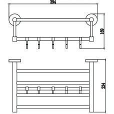 Полка для полотенец 39,4 см (4 крючка) Savol 87 S-408745