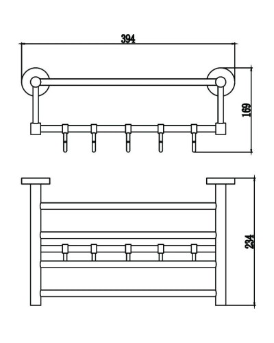 Полка для полотенец 39,4 см (4 крючка) Savol 87 S-408745