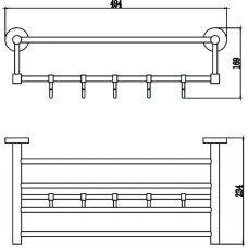 Полка для полотенец 49,4 см (5 крючков) Savol 87 S-508745