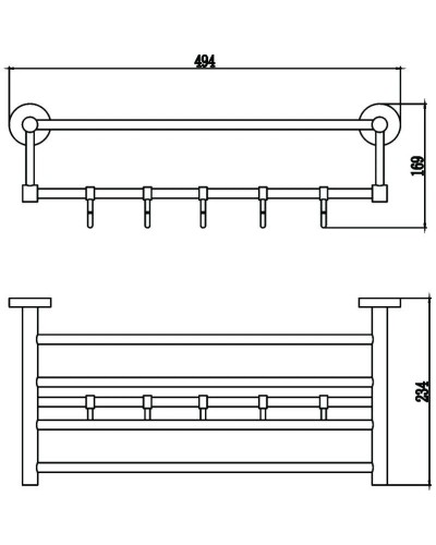 Полка для полотенец 49,4 см (5 крючков) Savol 87 S-508745