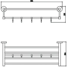 Полка для полотенец 59,4 см (6 крючков) Savol 87 S-608745