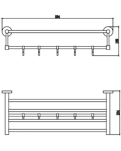 Полка для полотенец 59,4 см (6 крючков) Savol 87 S-608745