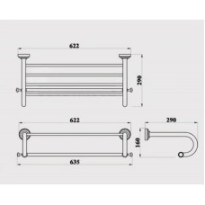 Полка для полотенец 63,5 см Magliezza Primavera 80316-DO