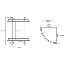 Стеклянная полка Bemeta Omega 104202142 угловая Хром