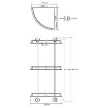 Стеклянная полка Bemeta Omega 104202152 угловая Хром