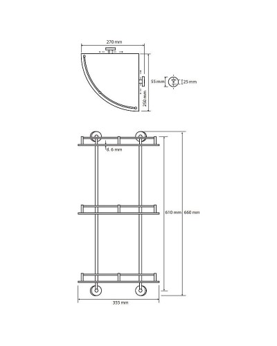 Стеклянная полка Bemeta Omega 104202152 угловая Хром