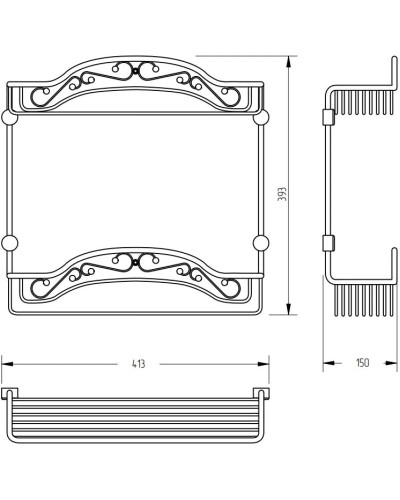 Полка-решетка двойная с галереей Migliore Complementi ML.COM-50.702 BR
