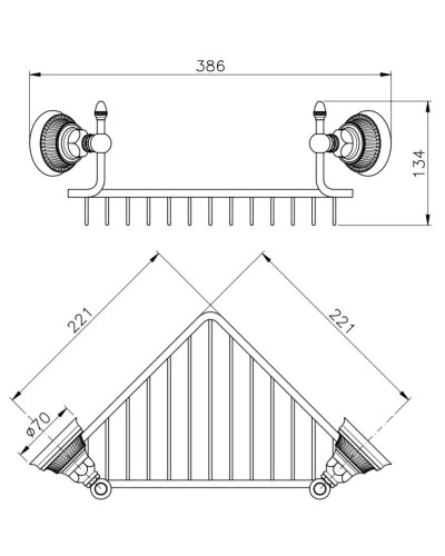 Полка угловая 25,6х25,6 см Nicolazzi Impero 1495CR36