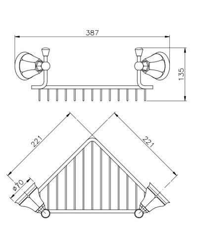 Полка угловая 25,6х25,6 см Nicolazzi Teide Chic 1495CR15C
