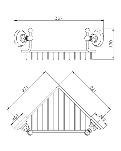Полка угловая 25,5х25,5 см Nicolazzi Le Pietre 1495CR09