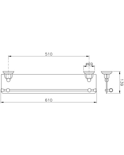 Полка стеклянная 61 см Nicolazzi Onice 1480CR09O