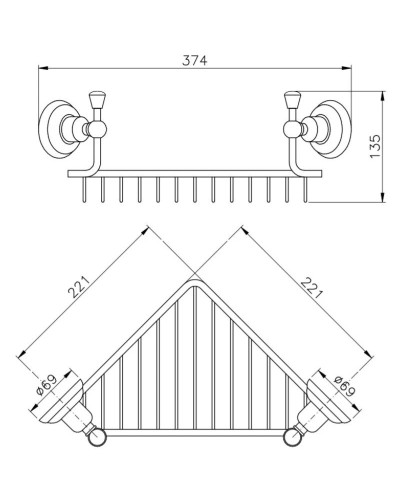 Полка угловая 25,5х25,5 см Nicolazzi Onice 1495CR09O