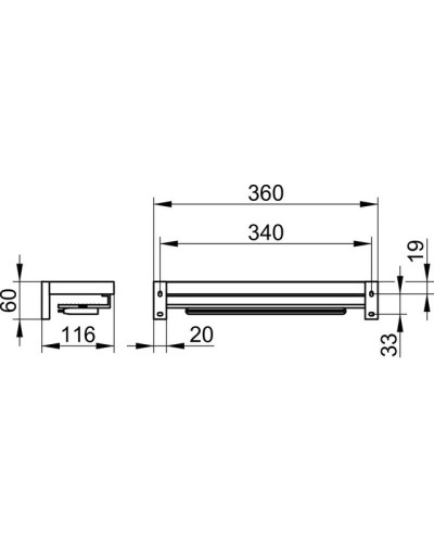 Полочка 36 см со встроенным стеклоочистителем KEUCO Edition 90 Square 19159010000