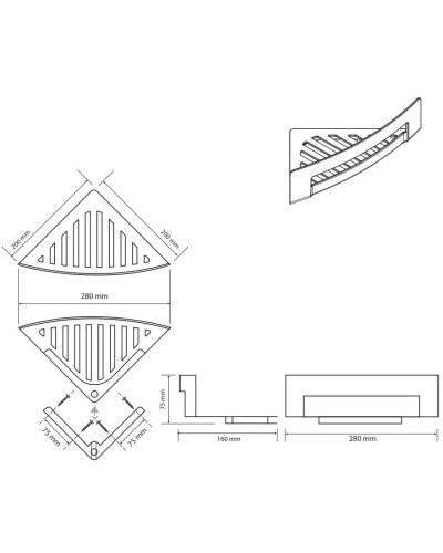 Полка угловая 20х20 см Bemeta Salbo 160208280