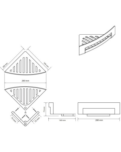 Полка угловая 20х20 см Bemeta Brilo 161208280