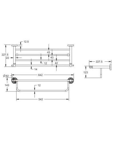 Полка для полотенец 64,2 см Rose RG1008Q