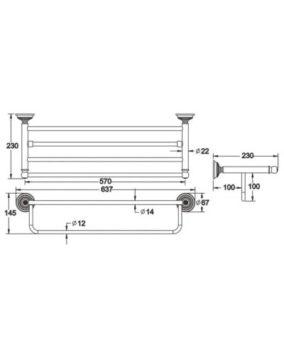 Полка для полотенец 63,7 см Rose RG1408Q