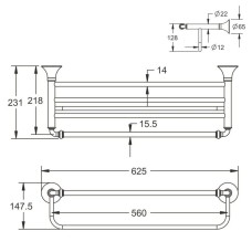 Полка для полотенец 62,5 см Rose RG1208