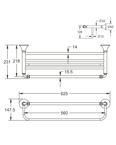 Полка для полотенец 62,5 см Rose RG1208