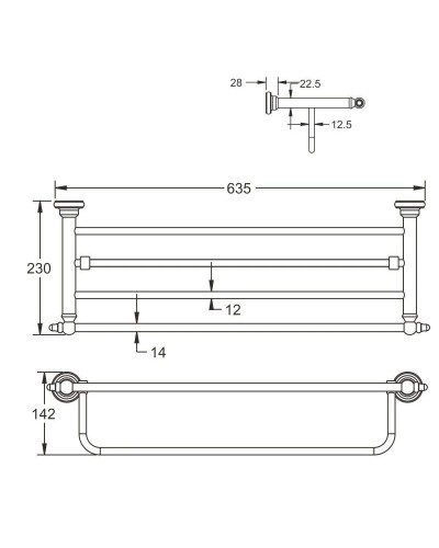 Полка для полотенец 63,5 см Rose RG1108