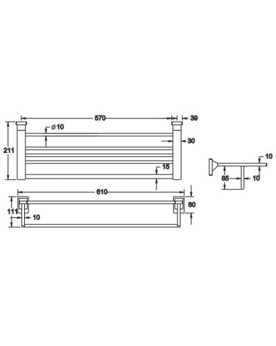 Полка для полотенец 61 см Rose RG1608