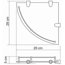 Стеклянная полка WasserKRAFT K-544 угловая Хром