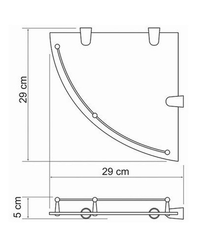 Стеклянная полка WasserKRAFT K-544 угловая Хром