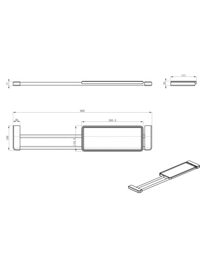 Раздвижная полка WONZON & WOGHAND, Черный матовый (WW-V3701-MB)