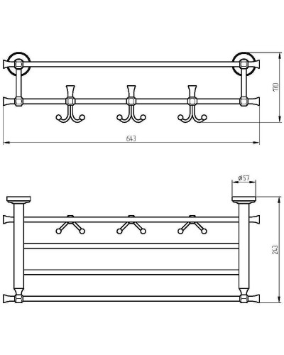 Полка для полотенец Migliore Fortuna 27714 Золото