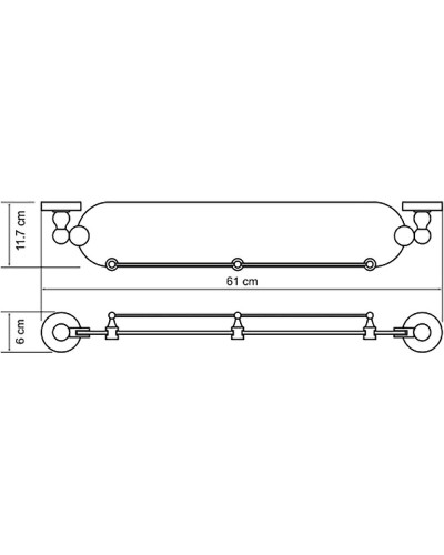Стеклянная полка WasserKRAFT Aland K-8544 Хром