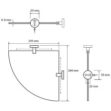 Стеклянная полка Bemeta Neo 104102015 угловая Нержавеющая сталь