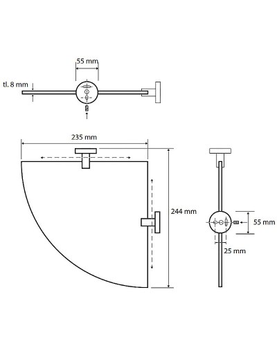 Стеклянная полка Bemeta Neo 104102015 угловая Нержавеющая сталь