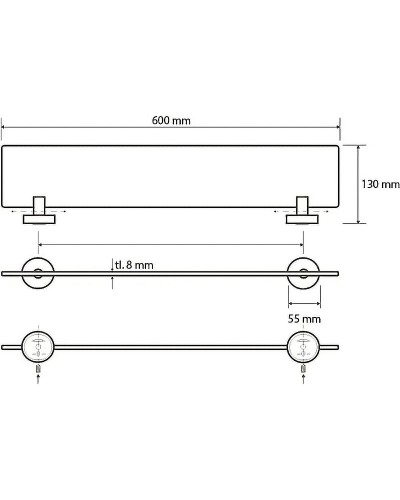 Стеклянная полка Bemeta Neo 104102045 Нержавеющая сталь