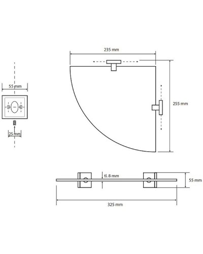Стеклянная полка Bemeta Beta 132102012 угловая Хром