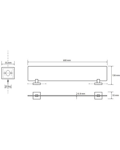 Стеклянная полка Bemeta Beta 132102042 Хром