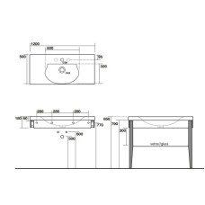Полка стеклянная для раковины с ножками 120 см Kerasan Bentley 9188