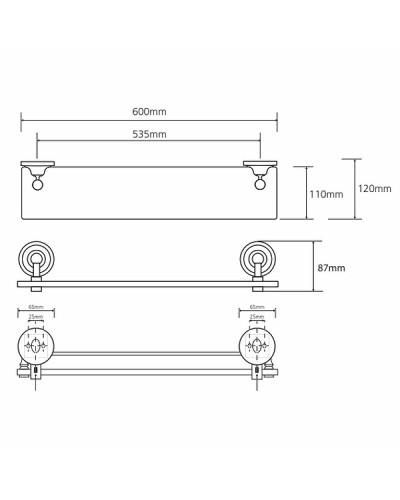 Стеклянная полка Bemeta Retro chrom 144302242 Хром