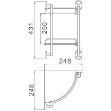 Стеклянная полка Haiba HB1907-2 угловая Хром