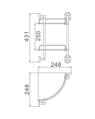 Стеклянная полка Haiba HB1907-2 угловая Хром