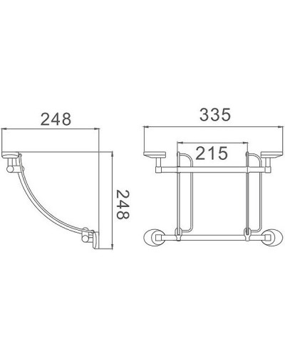 Стеклянная полка Haiba HB1607-2 угловая Хром