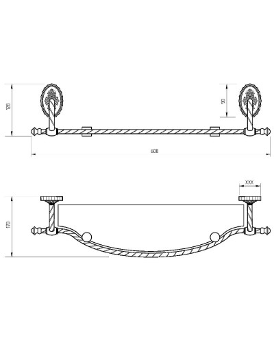 Стеклянная полка Migliore Edera 16922 Хром