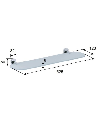 Полка стеклянная 52,5 см Remer Forma FR20CR