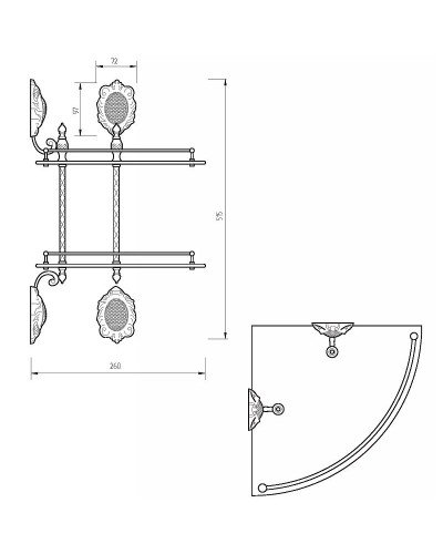 Стеклянная полка Migliore Cleopatra 16667 угловая Хром