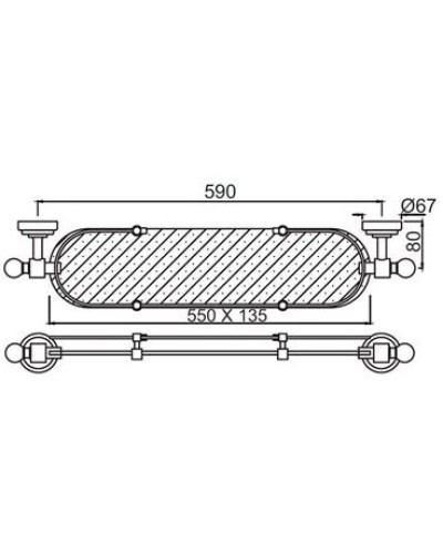 Полка стеклянная 65,7 см Jaquar Queen's AQN-CHR-7771