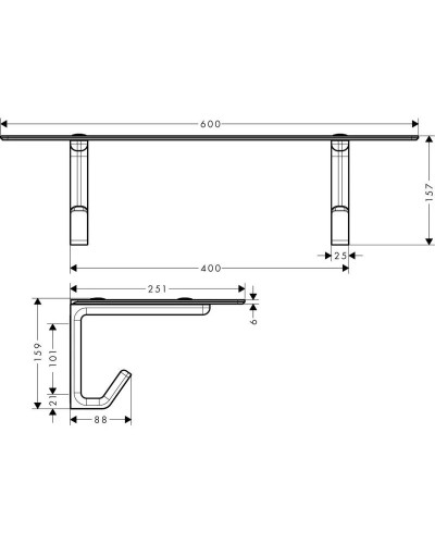 Полка стеклянная 60 см Axor Universal 42842000