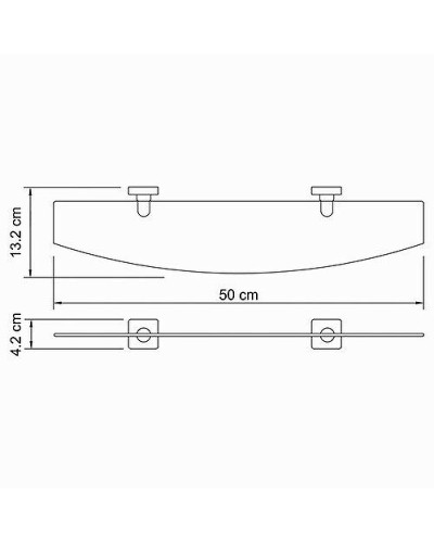 Стеклянная полка WasserKRAFT Lippe K-6524 Хром