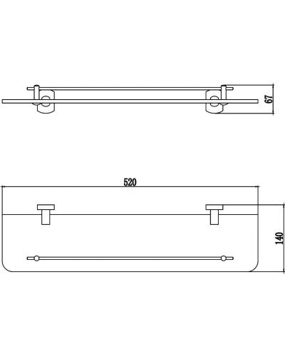 Полка стеклянная 52 см Savol 99 S-009991