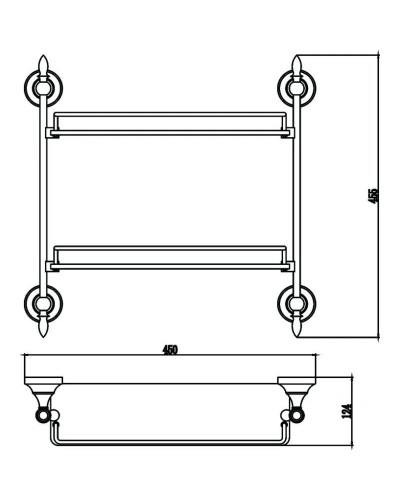 Полка стеклянная 45 см Savol 68A S-06822A