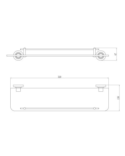 Полка стеклянная 52 см Savol 79 S-007991
